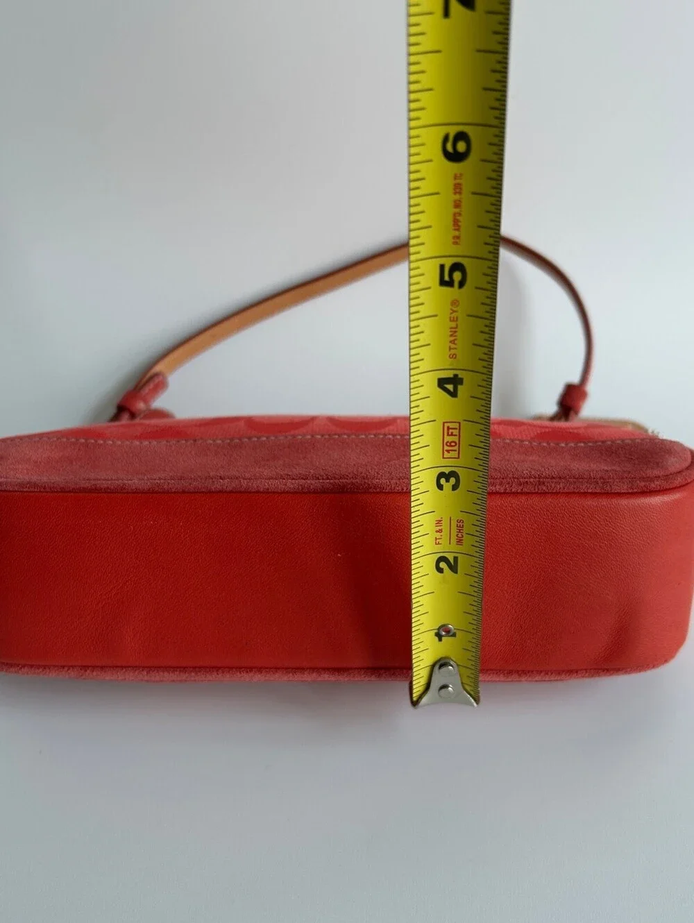 Coach Signature Jacquard Mini Demi Pouch Shoulder Bag Red Canvas Suede Trim 6094
